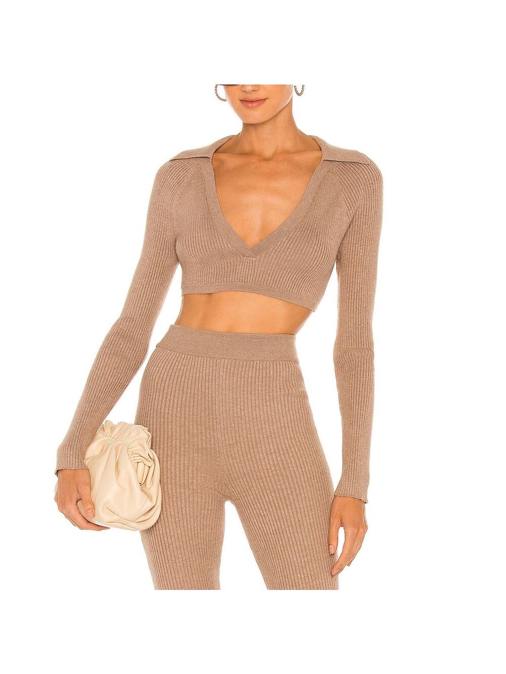 L'Academie Ribbed Beige Mattia Sweater Size XS